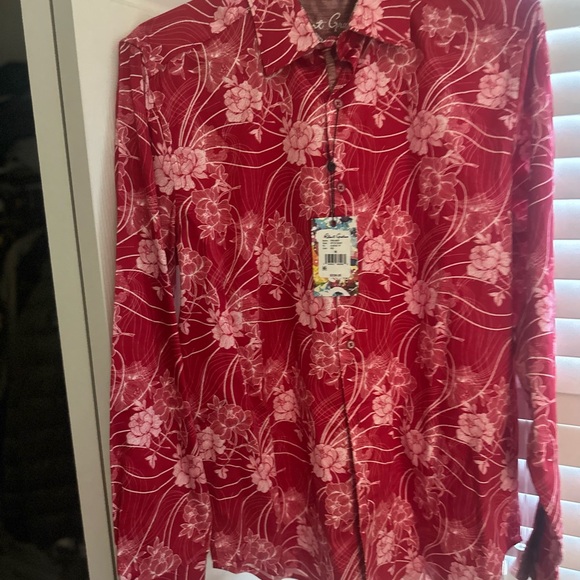 Robert Graham Red and White Floral Men's Shirt. Premium shirt